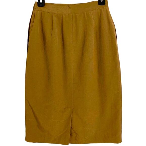 SK & Company Brown Vintage 90’s Linen Blend Pencil Skirt, Petite Size 4 - Picture 2 of 11